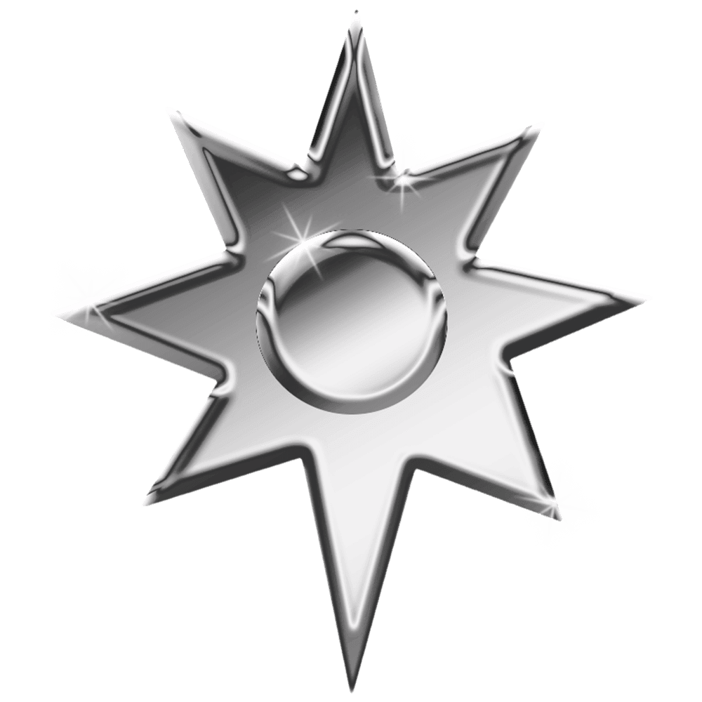 Grey metallic flower shaped object
