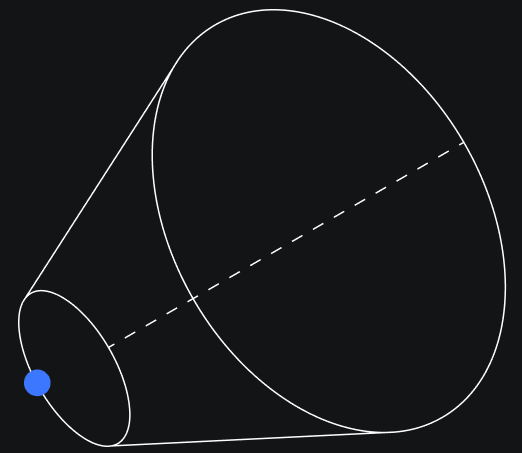 An abstract mark of a rounded form with a swept edge