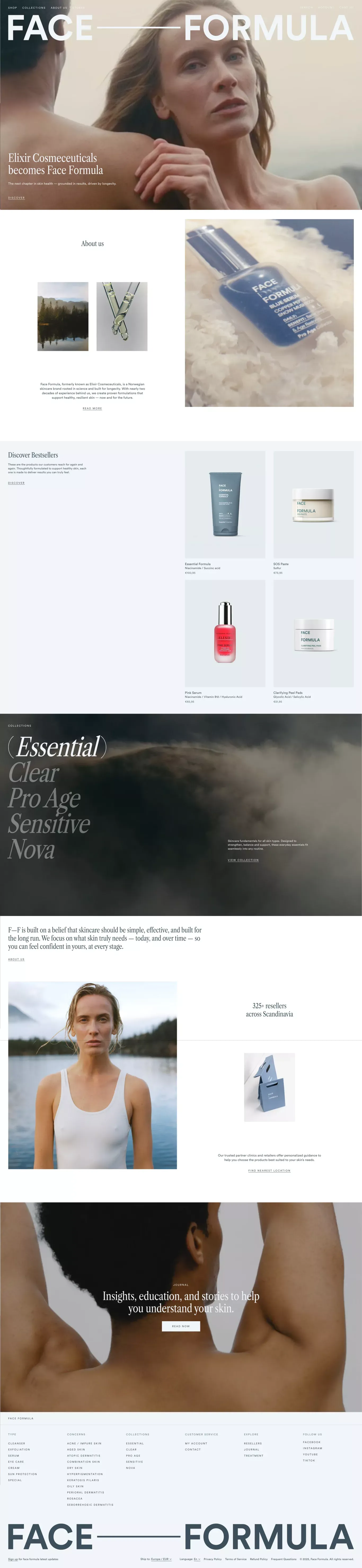 Face Formula ecommerce page screenshot showcasing Beauty and Ecommerce design