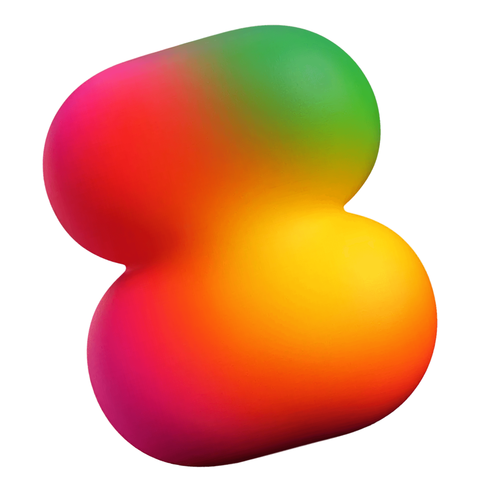 A vibrant, glossy purple 3D abstract shape with swirling, wavy surfaces, resembling a twisted, smooth sculpture, floating against a plain backdrop.