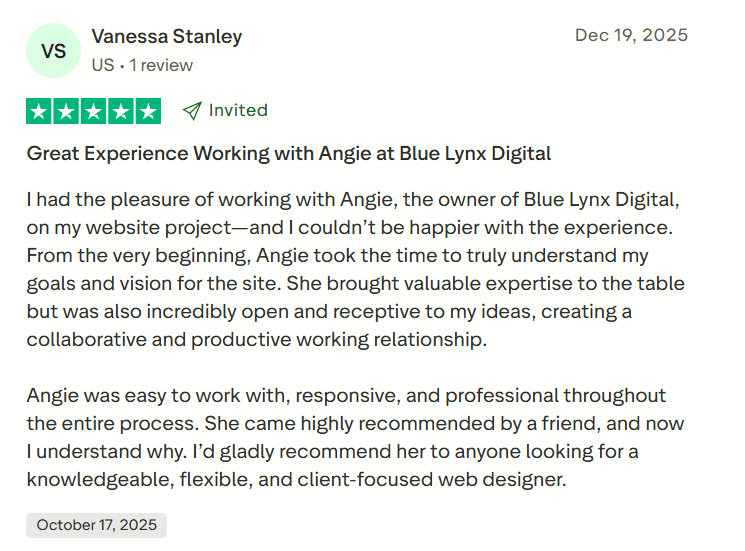 Screenshot of a review on TrustPilot