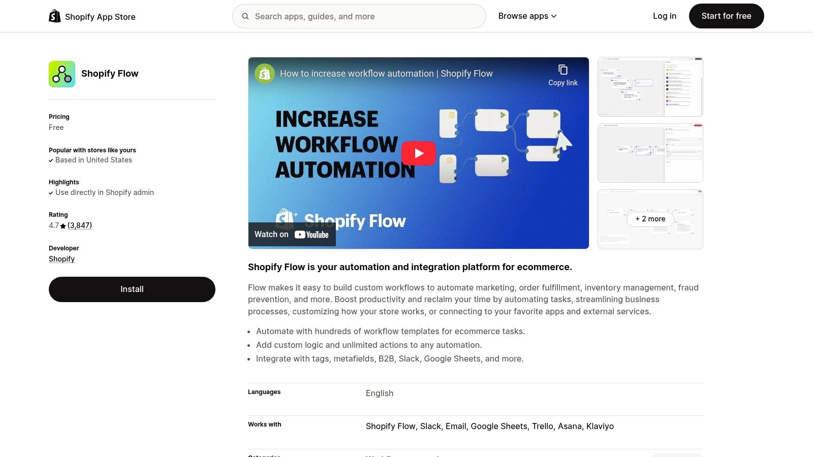 Shopify App Store (including Shopify Flow)
