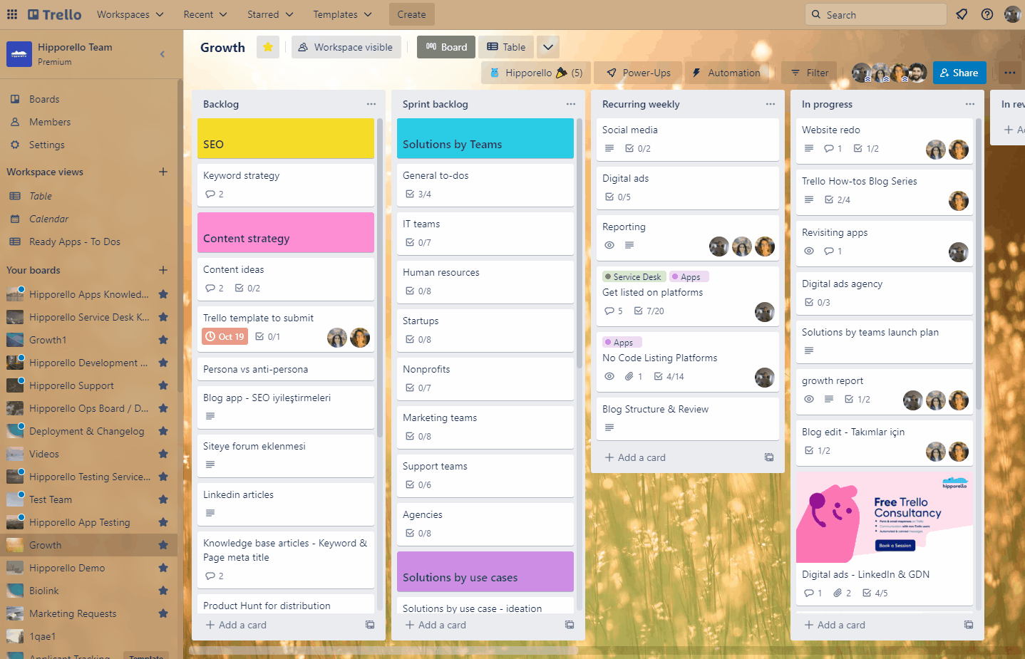 Trello board view