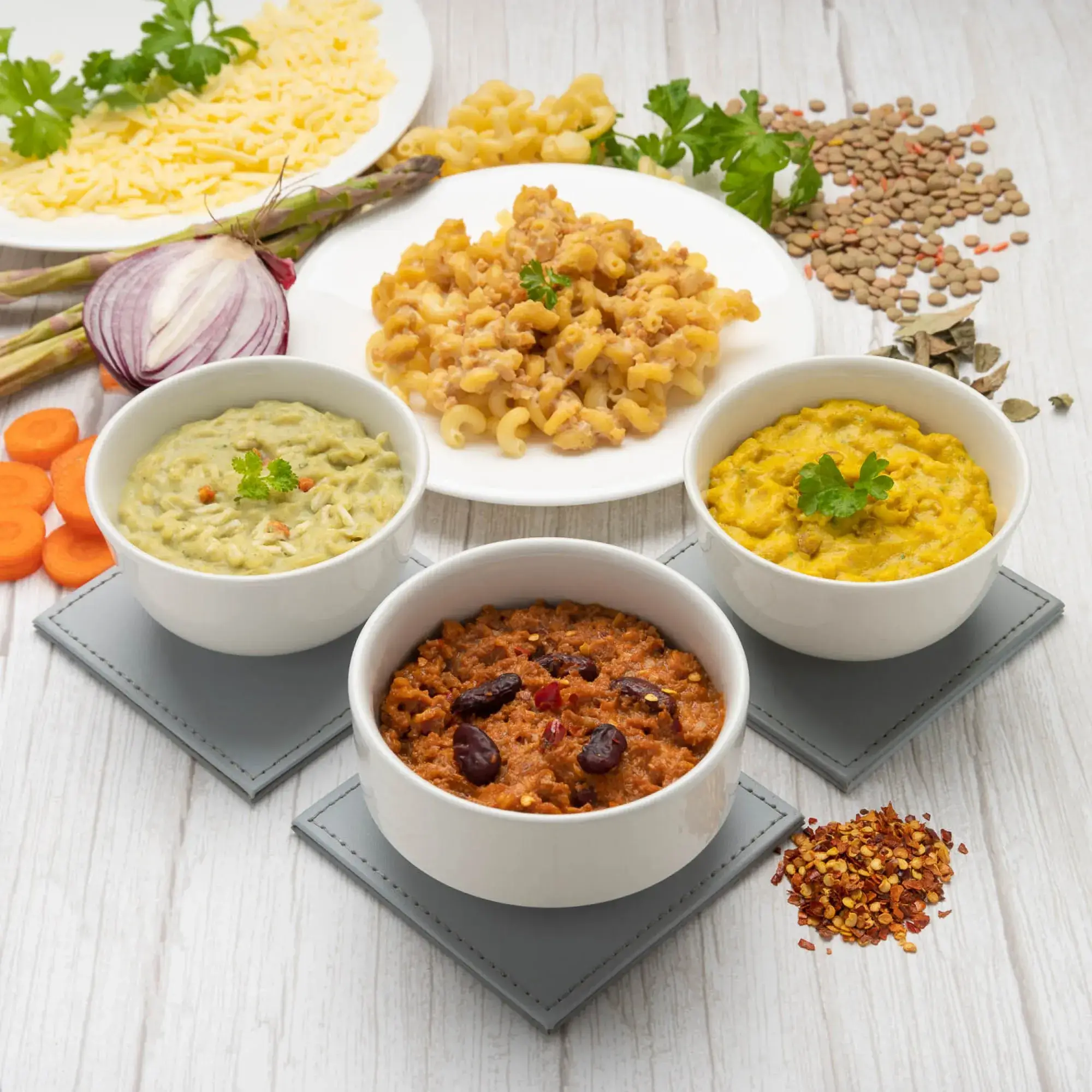 avocado, tomatoes, eggs, mushrooms, spring onions, and leaves