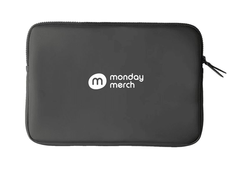 Protective recycled polyester laptop case with padded sleeve and branding space.