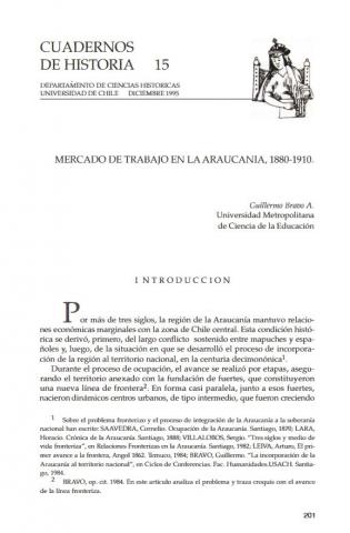 Mercado de trabajo en la Araucanía 1880-1910