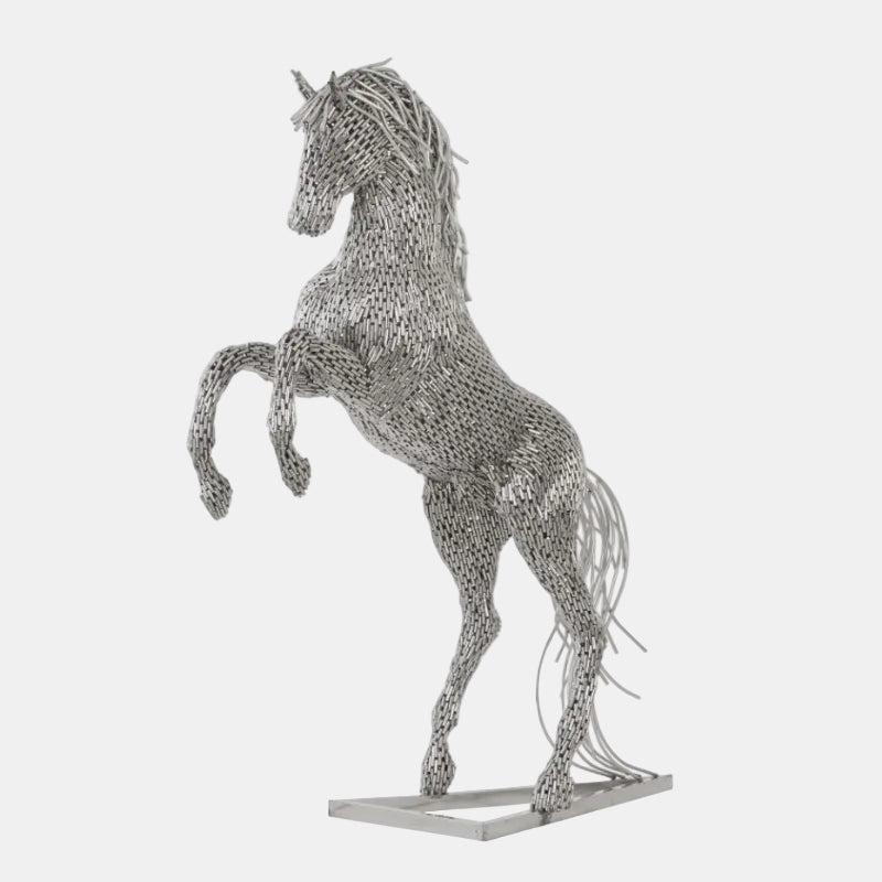 statue cheval en cylindre inox