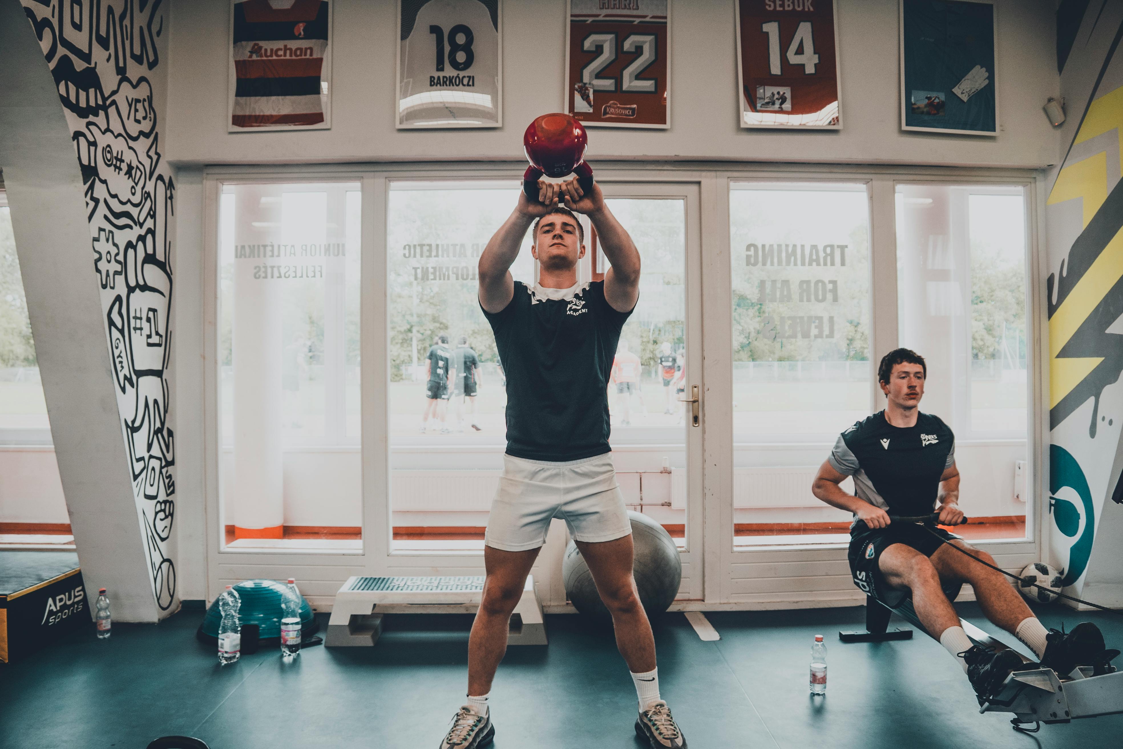 Man with kettle ball