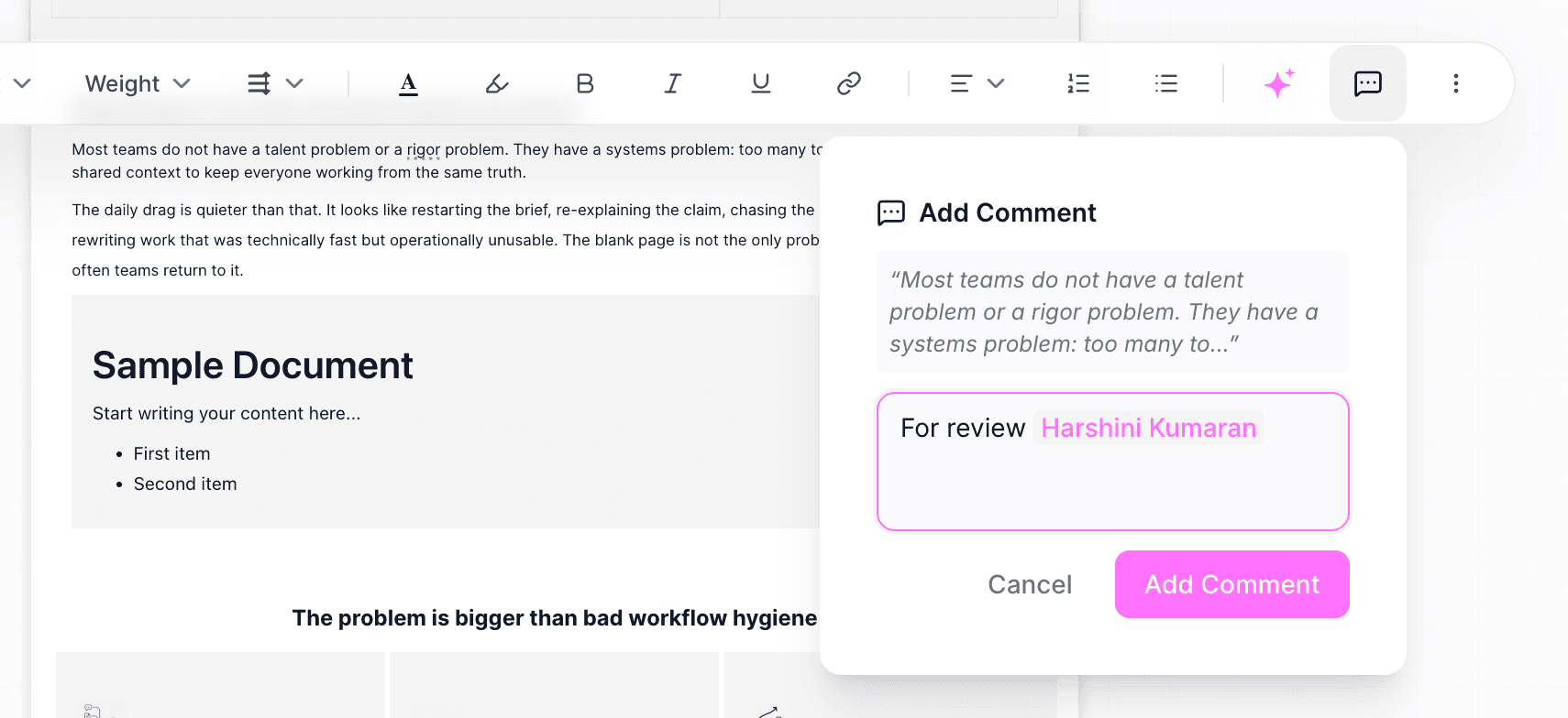content editor - add comments
