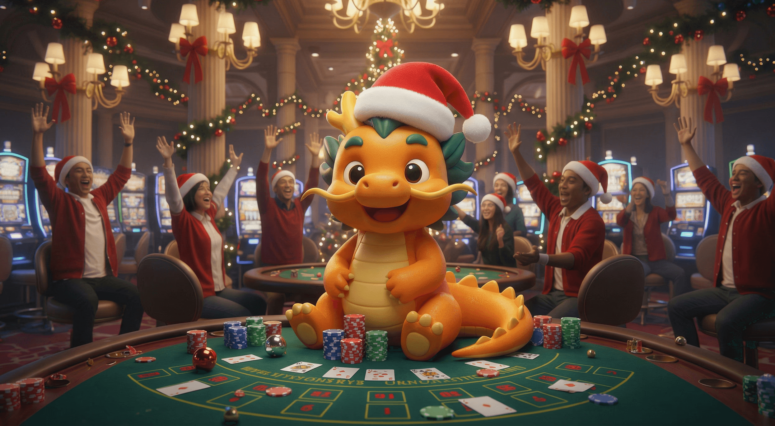 Guests enjoying casino games in the Dragon Royale main hall