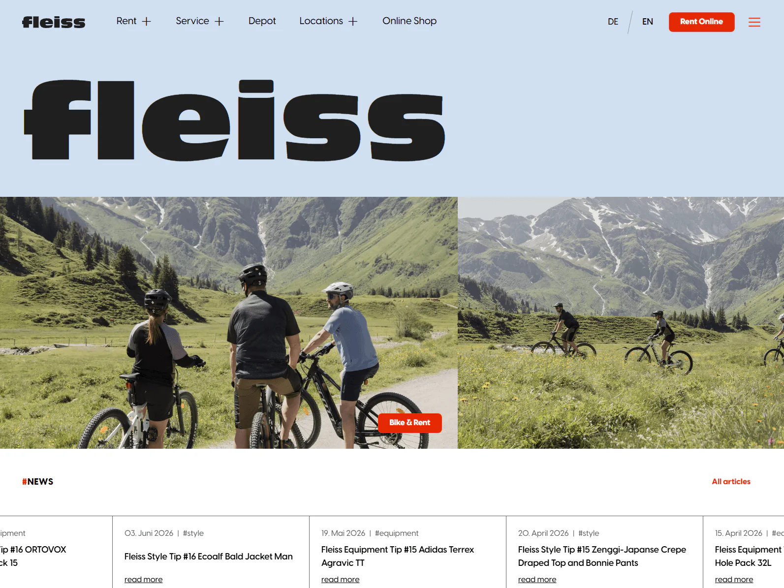 Sport Fleiss website design, sports example