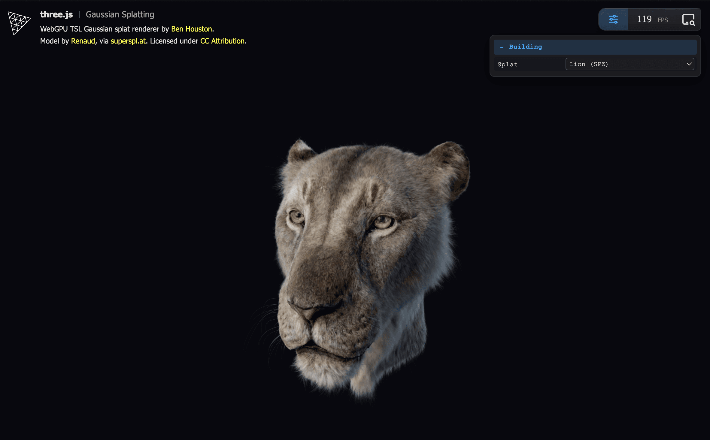three.js Gaussian Splatting