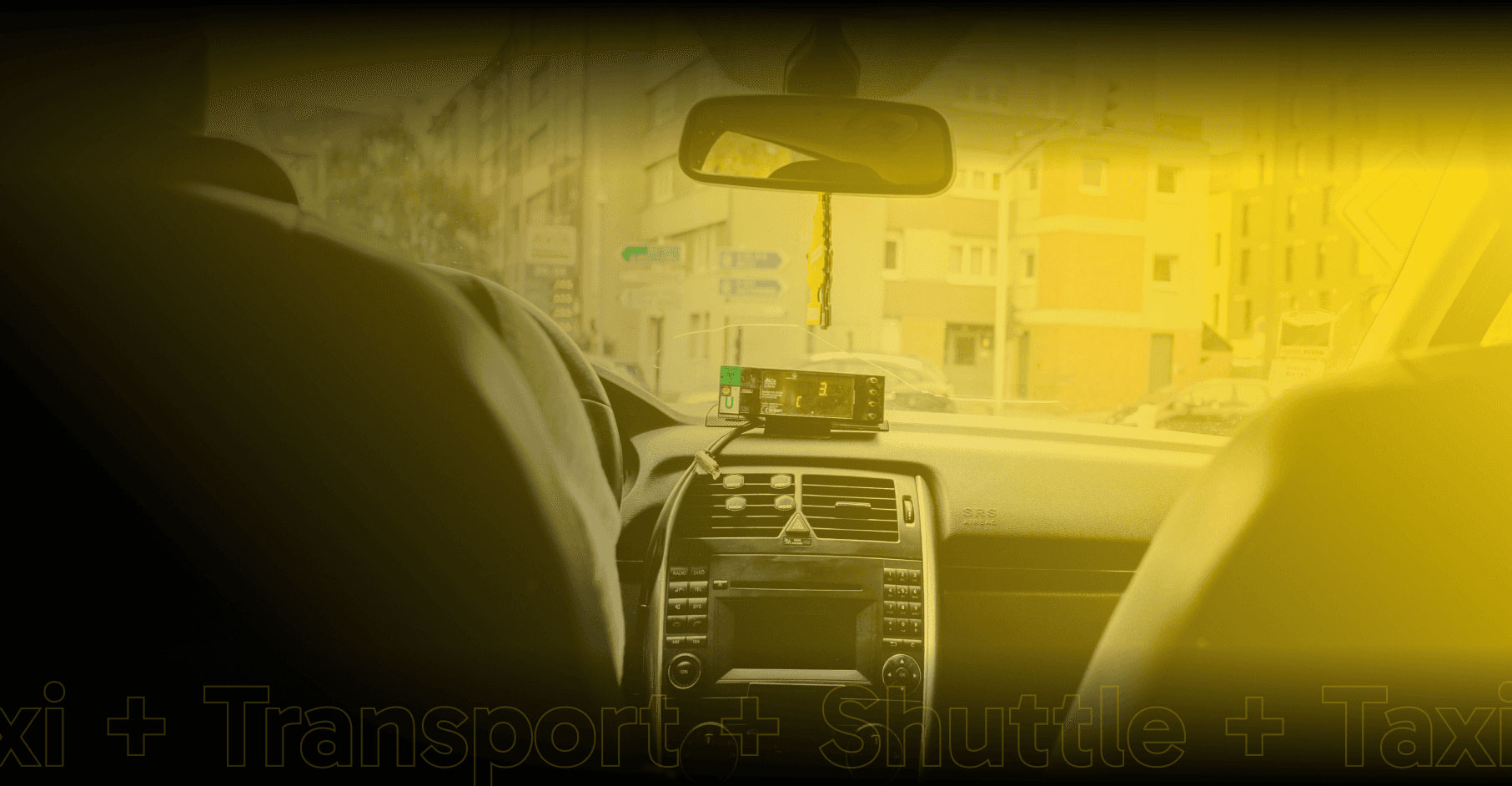 Innenansicht eines Taxis.