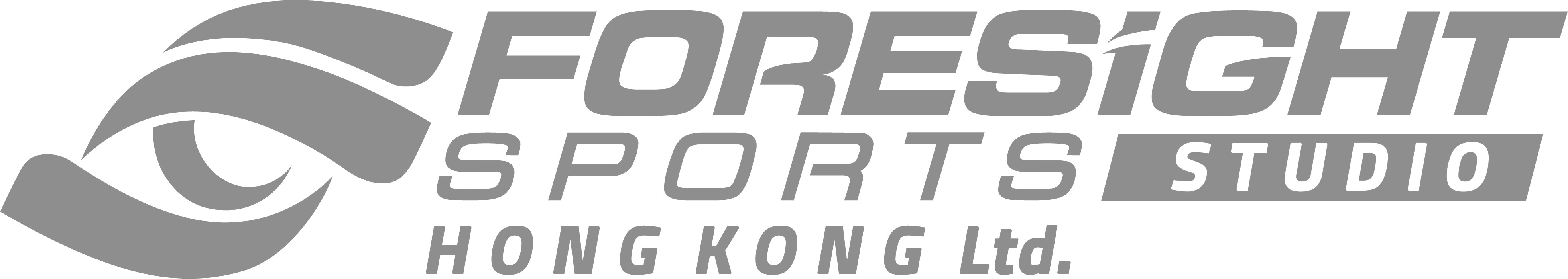 Logo for Foresight Sports Studio Hong Kong Ltd., featuring a stylized eye graphic accompanied by bold, modern typography in gray shades.