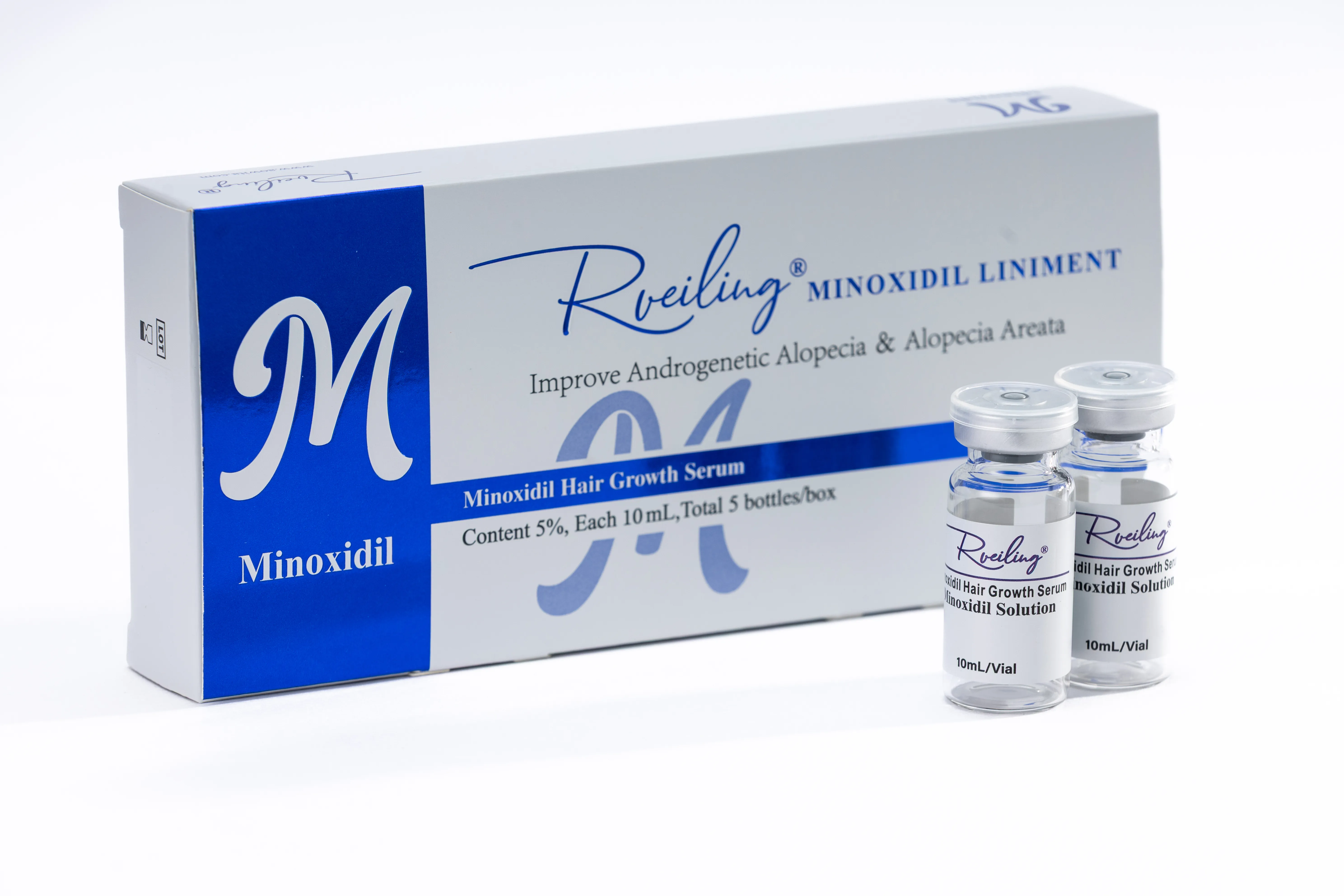 Topical Minoxidil solution for hair regrowth treatment close-up