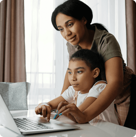 mom guiding her child your information is safe with Trueview