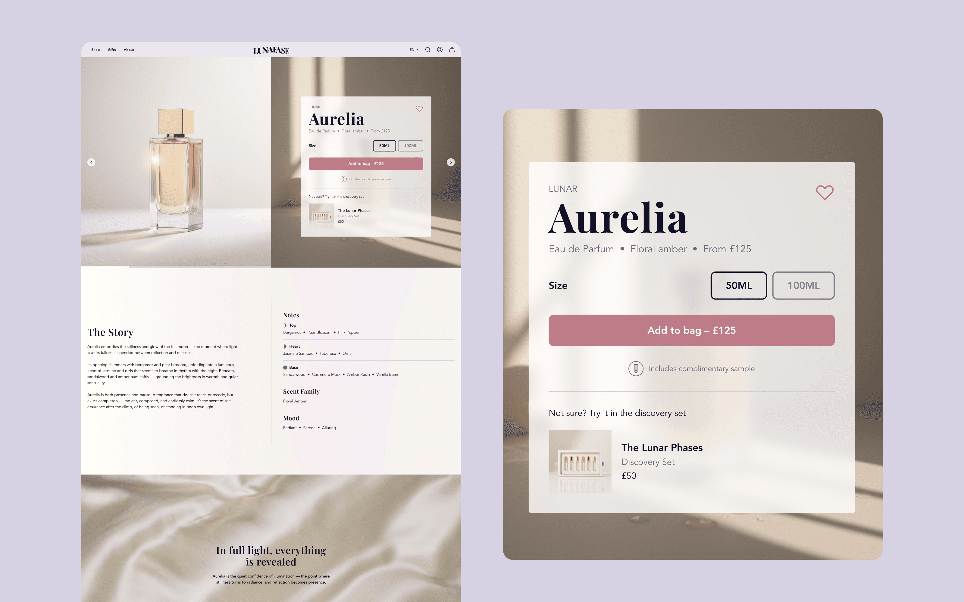 Standard product page screen