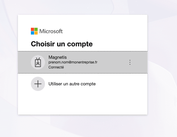 Sélection du compte