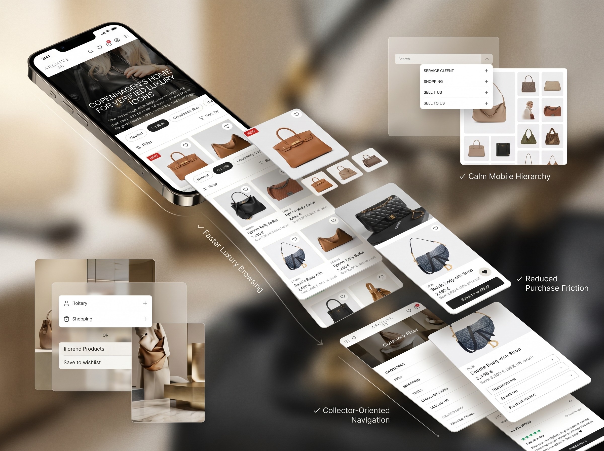 Mobile-First Luxury Ecommerce Experience mit Premium-Produkthierarchie und emotionalem Browsing-Flow