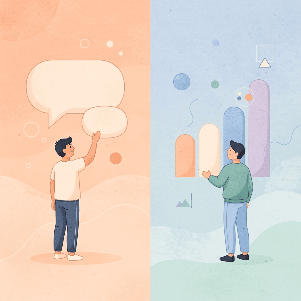 Split scene illustration showing a day trader and a long-term investor with different approaches