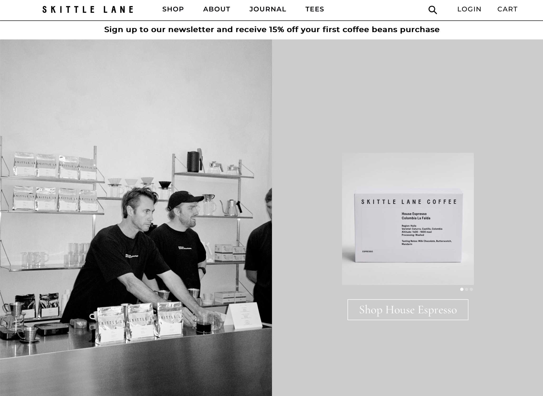 Coffee shop website design
