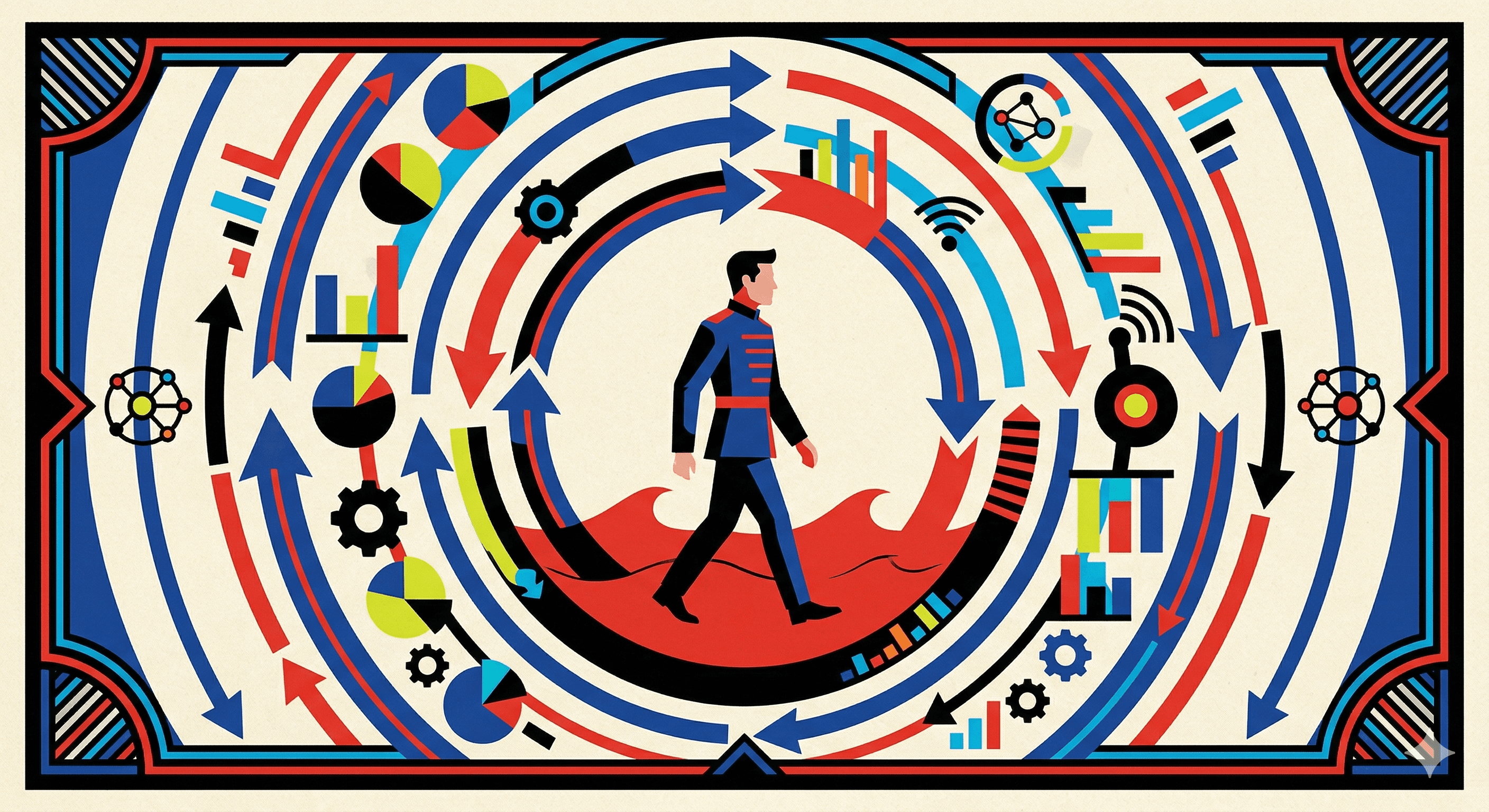 a person with a loop imagery on the background