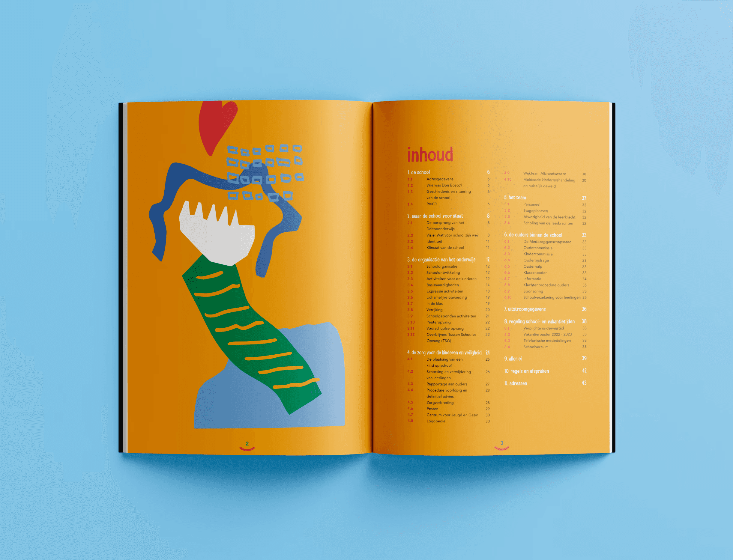 Grafisch ontwerp Don Bosco School schoolgids spread