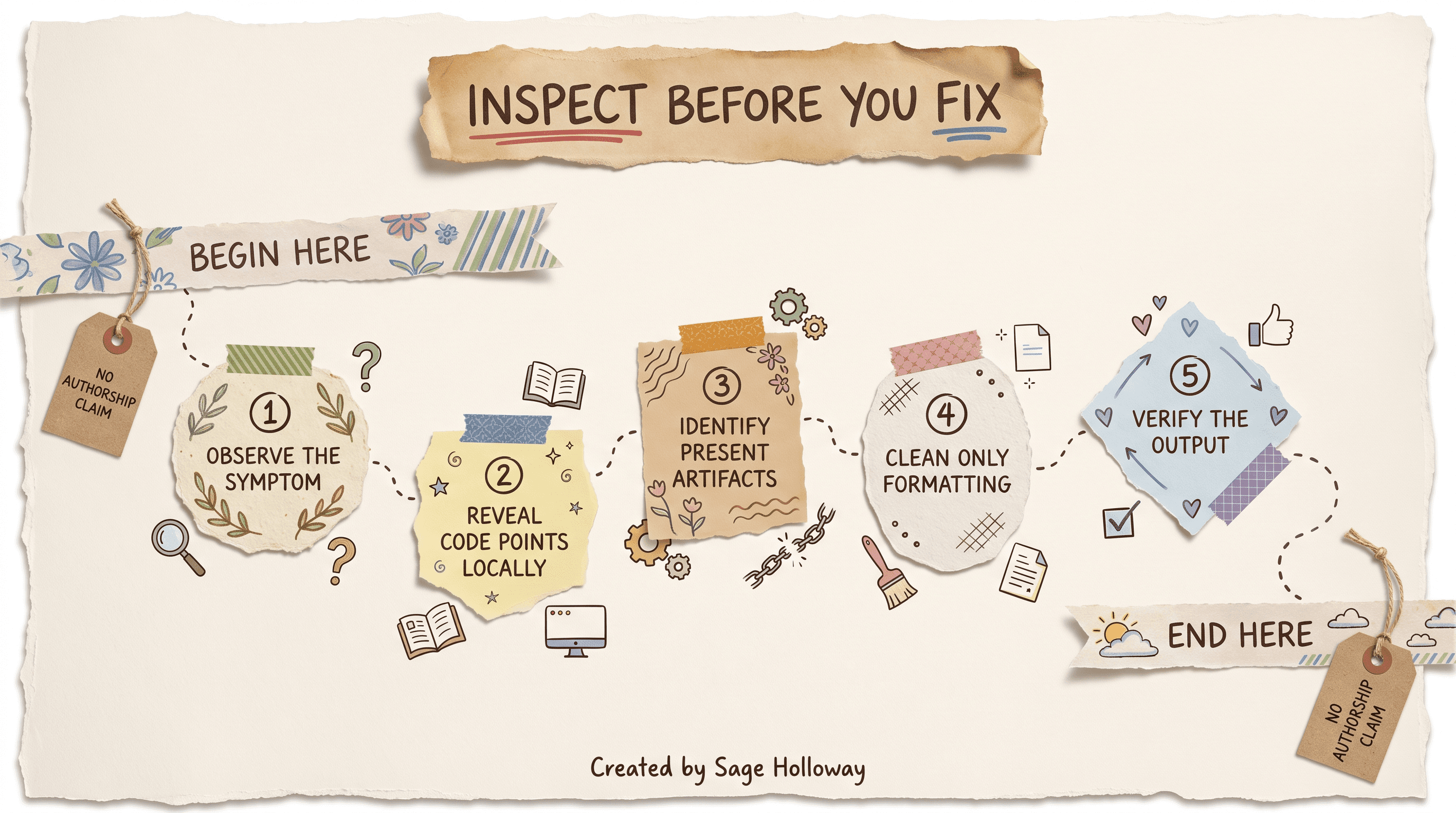Decision path for inspecting copied Gemini text before choosing a fix