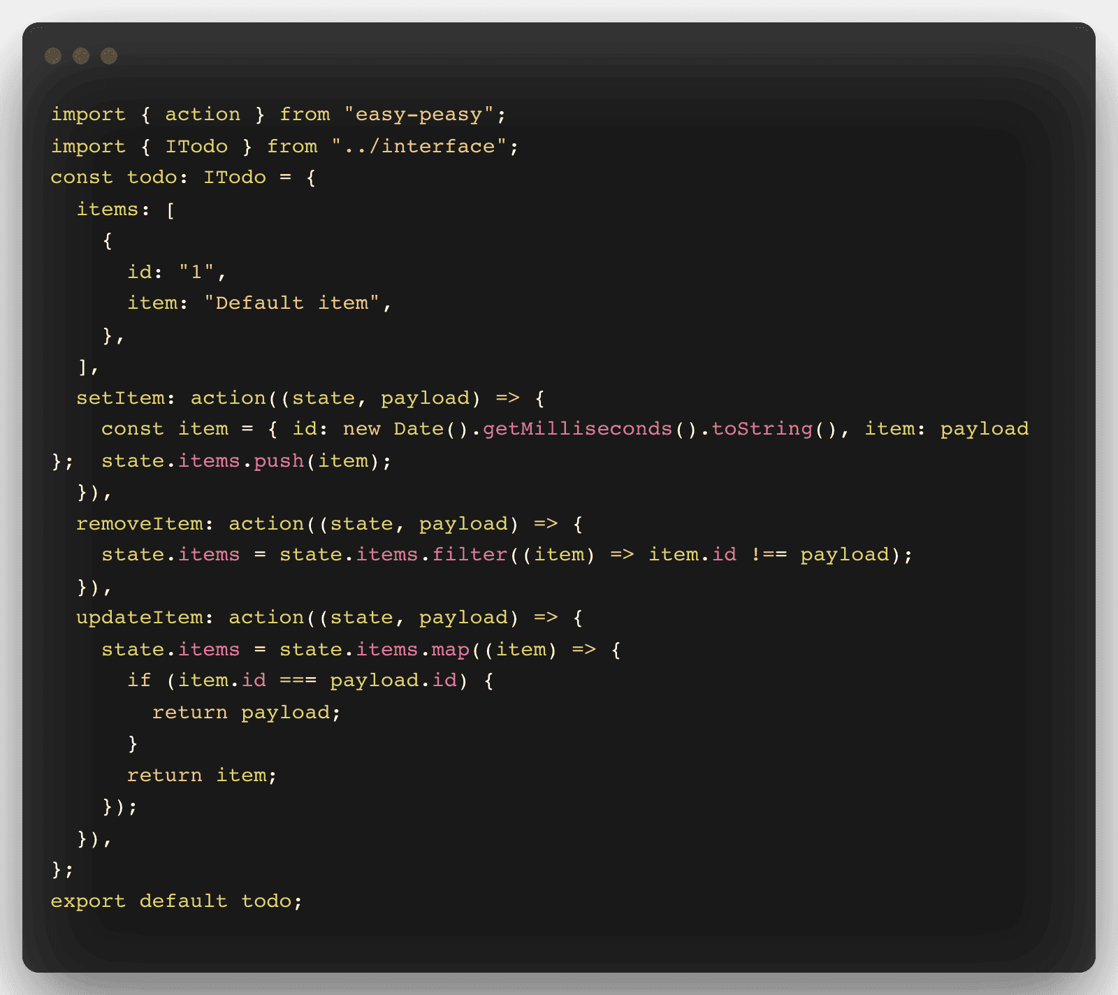 A code snippet to create the model object.