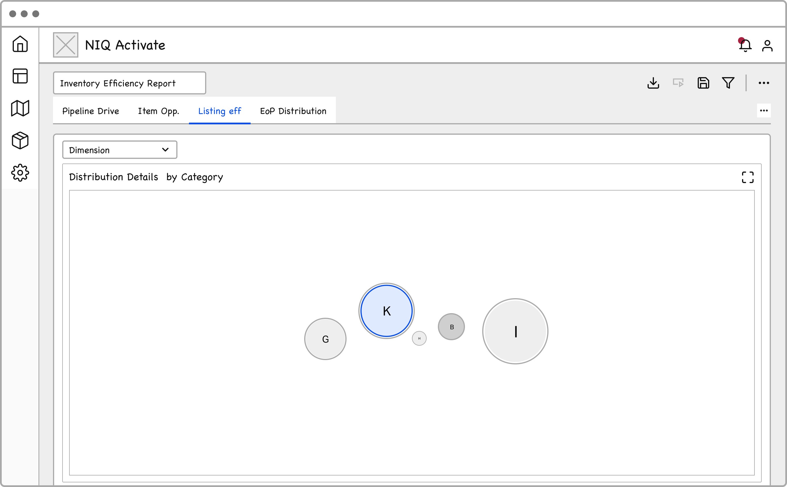 Listing efficiency report wireframe