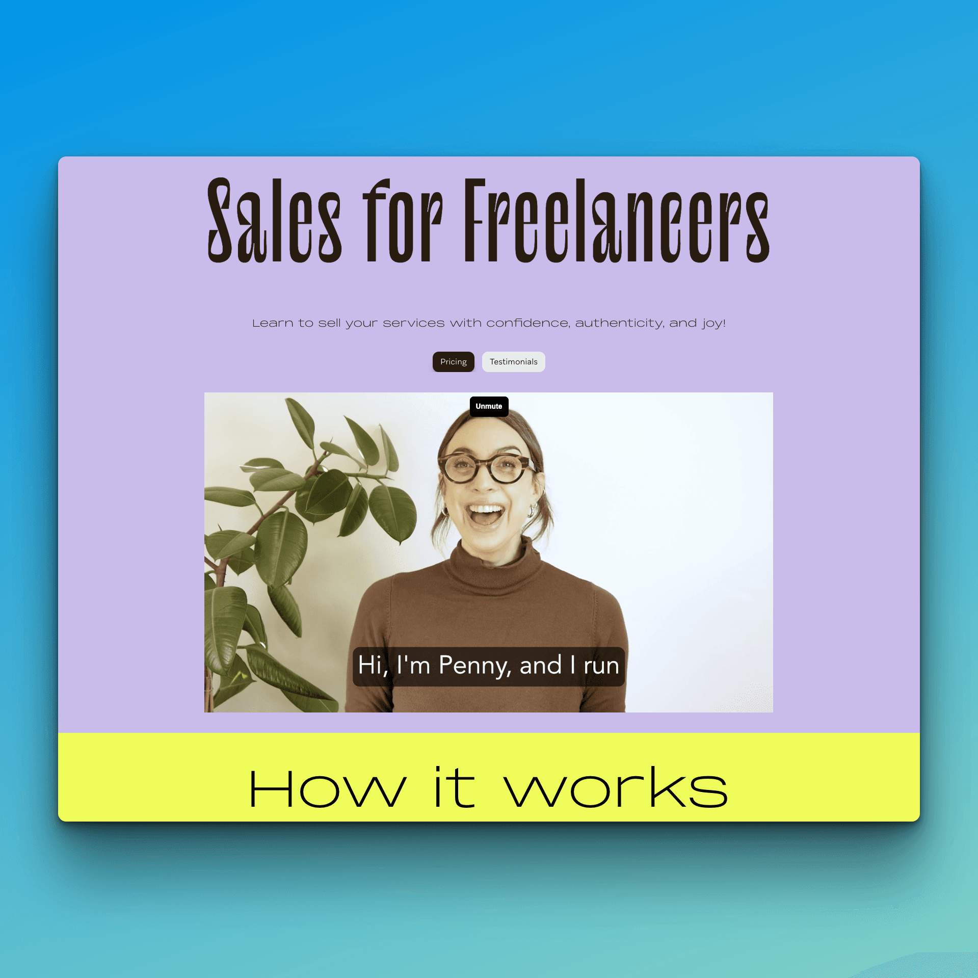 Screenshot sales for freelancers com main hero section