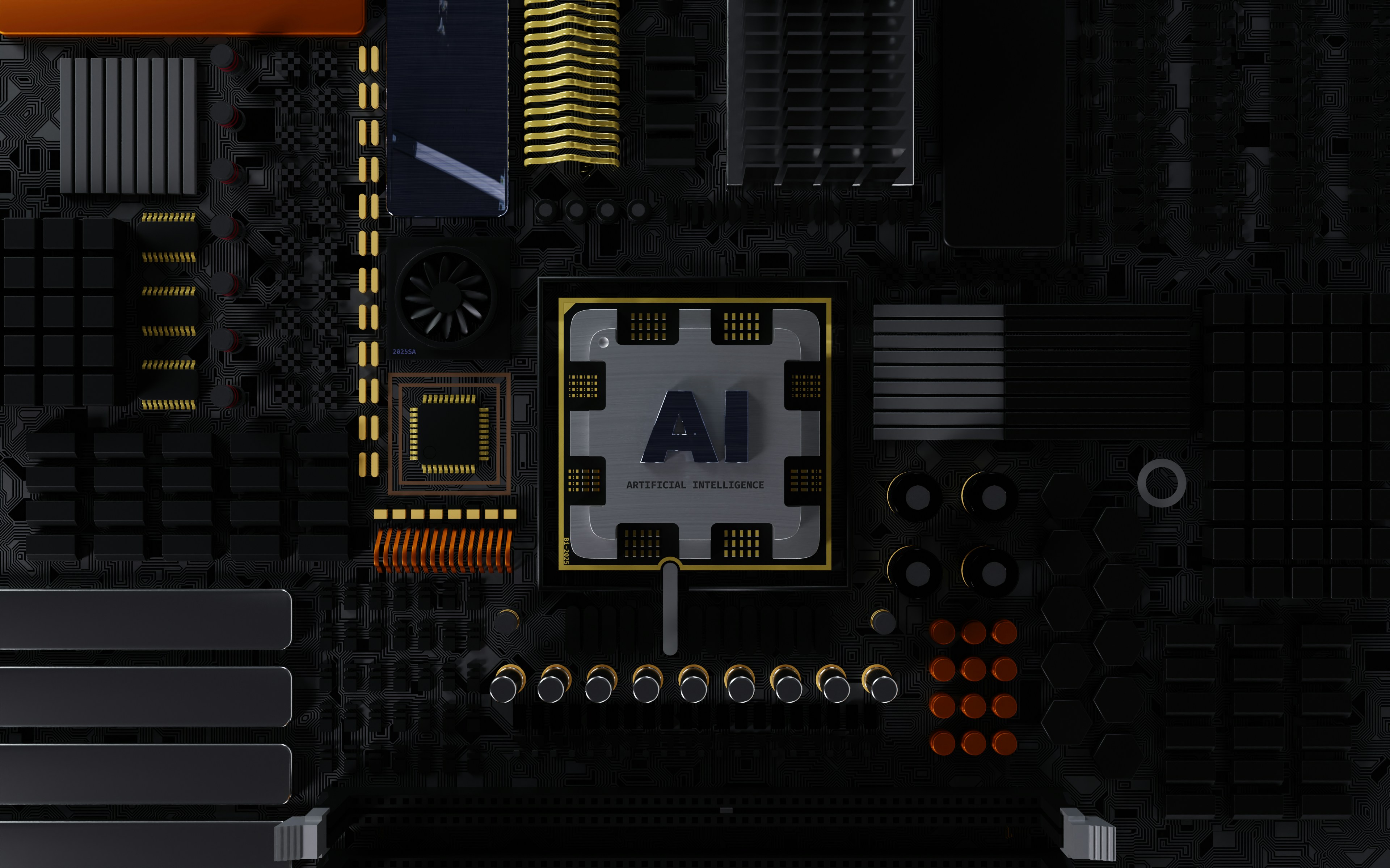 a close up of a computer motherboard with many components