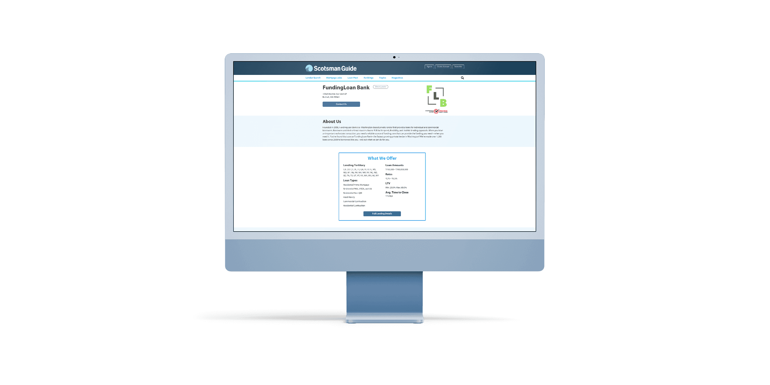 Final mockup of the profile