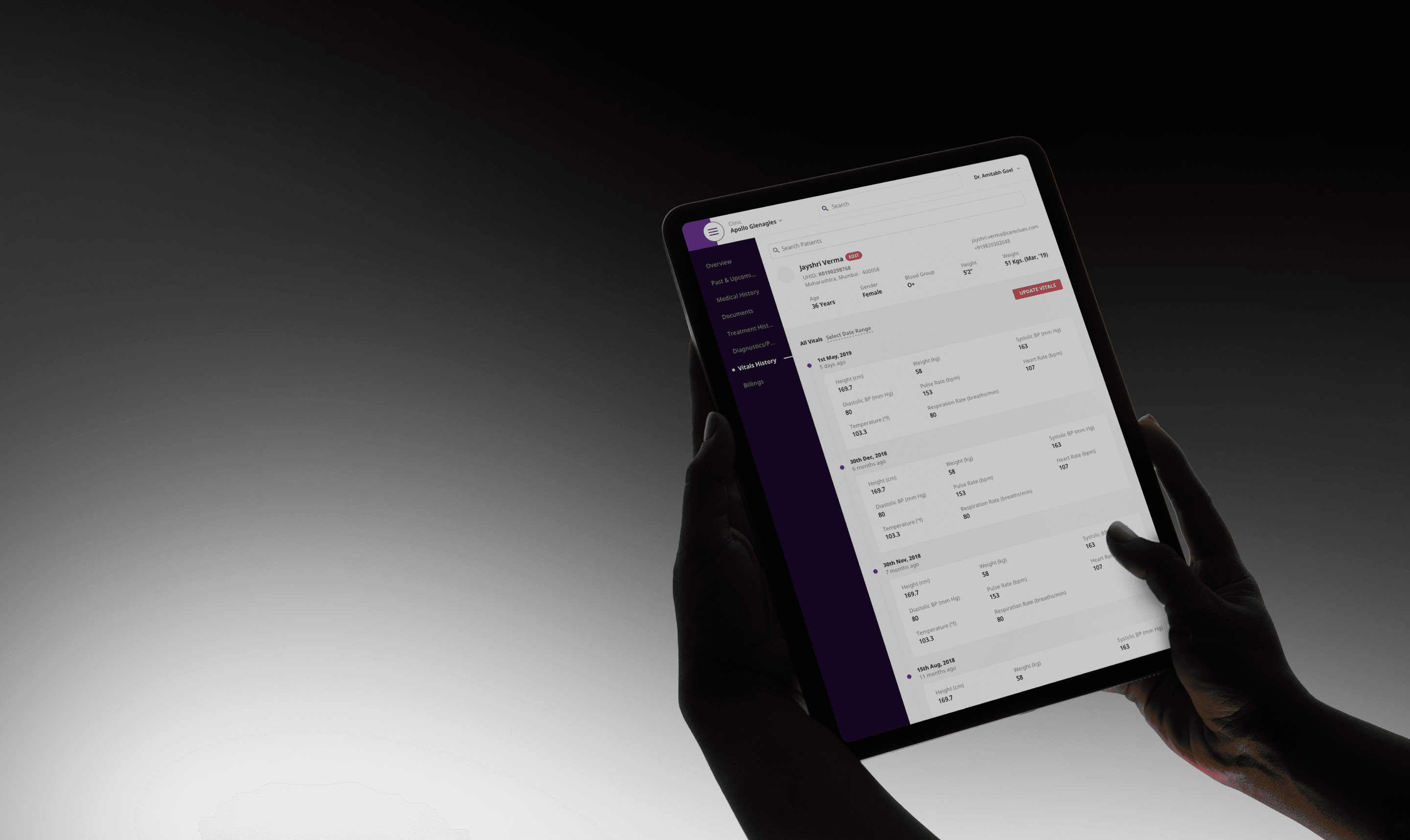 A tablet mockup of the careclues website 