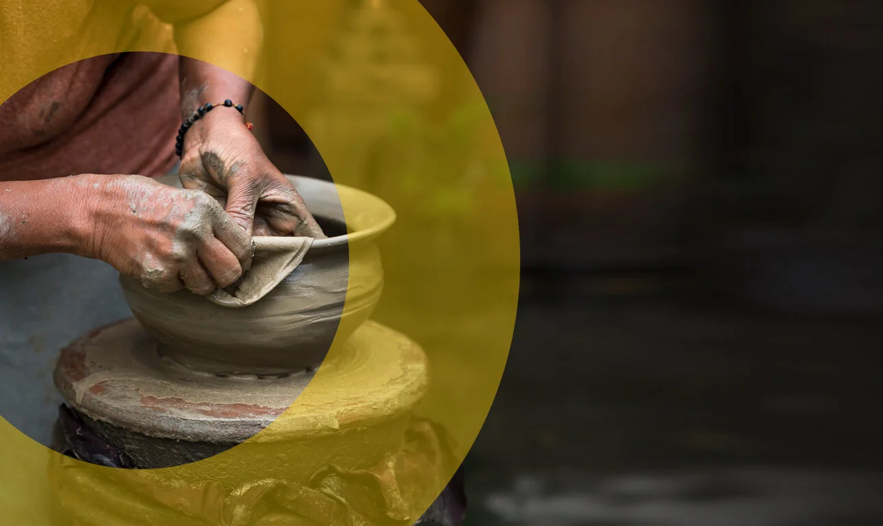 Dynamic picture of a cyclist riding downhill