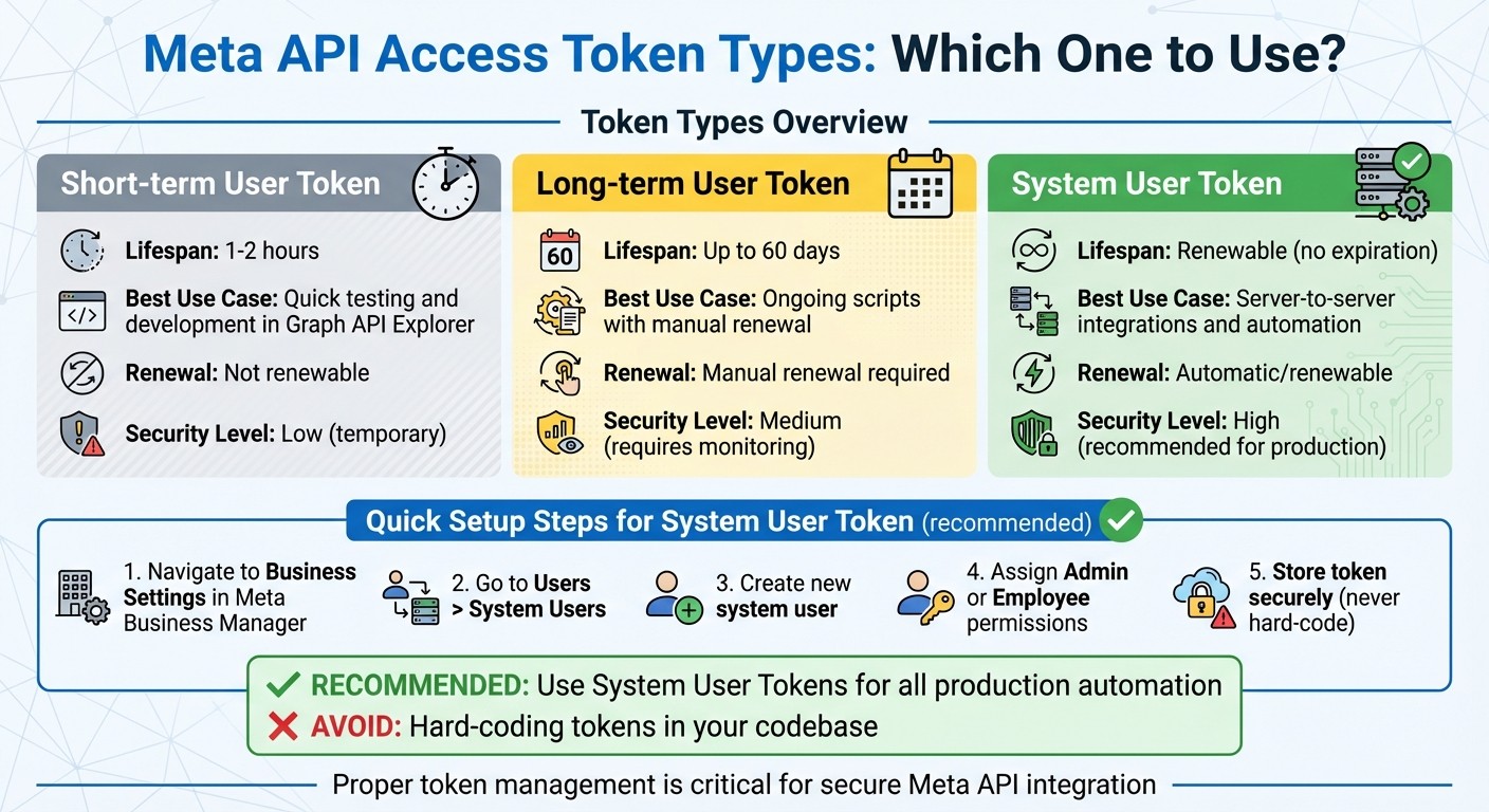 Meta API Access Token Types Comparison Guide