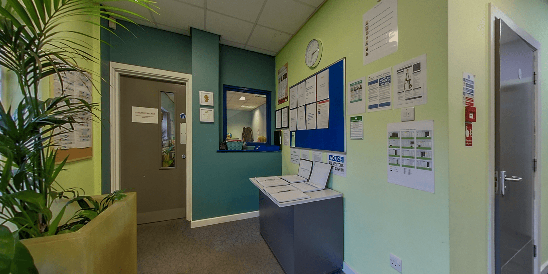 Interior of the center's reception area, showing a comfortable and clean space