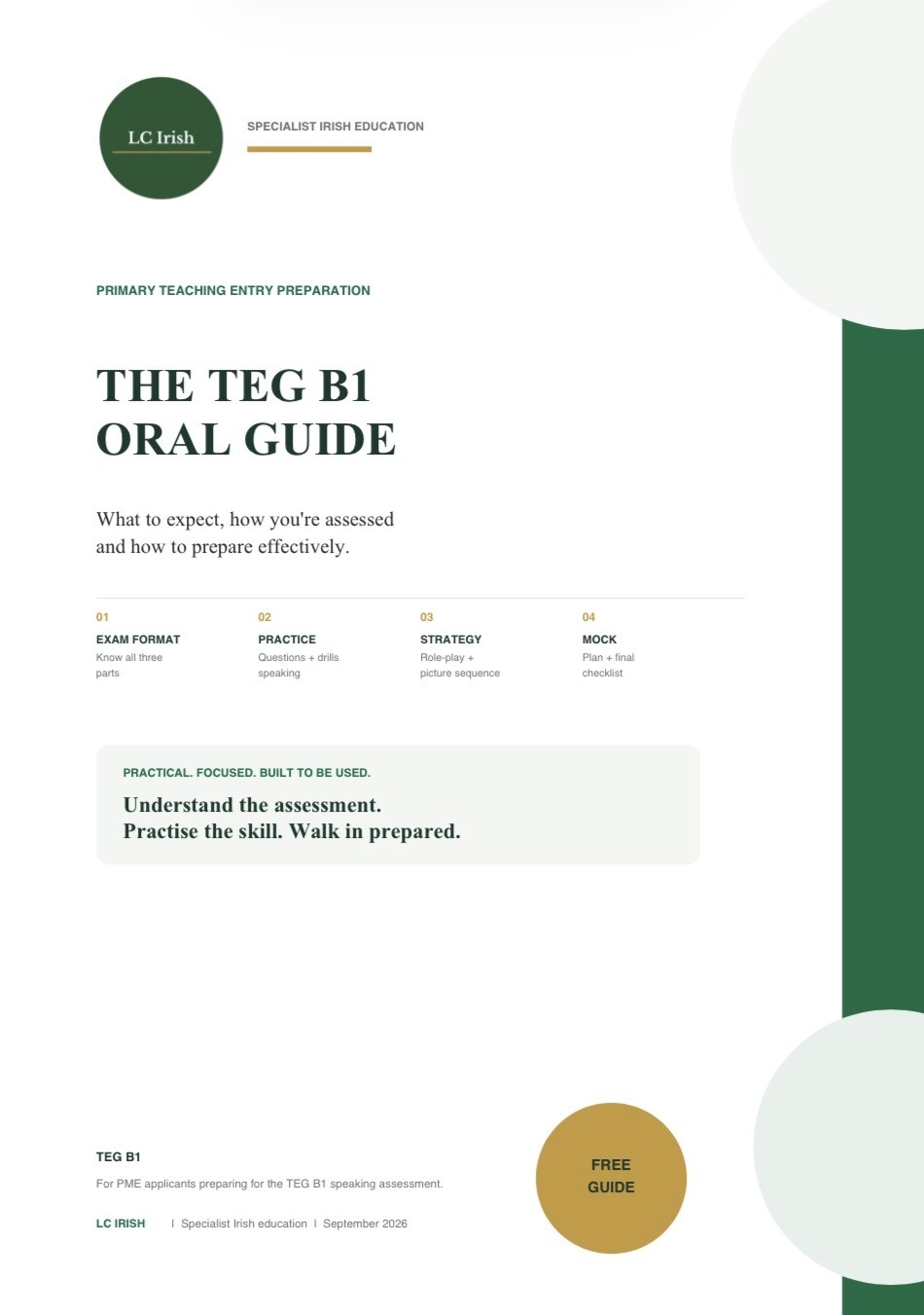 LC Irish TEG B1 Oral Guide cover
