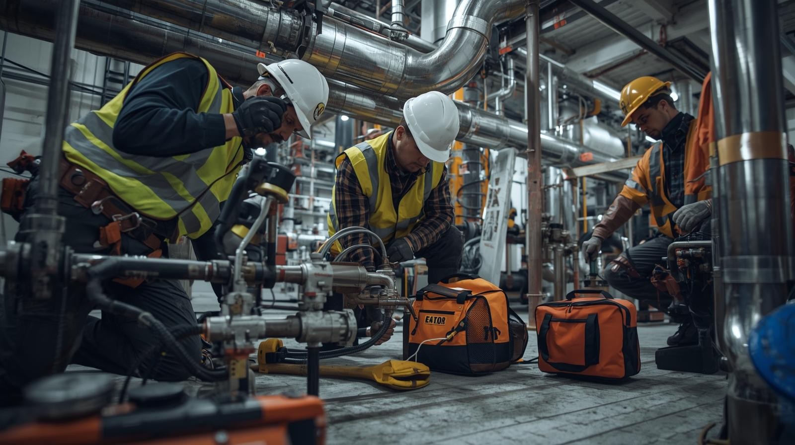 Plumbing team managing tools and equipment through a digital tracking system.