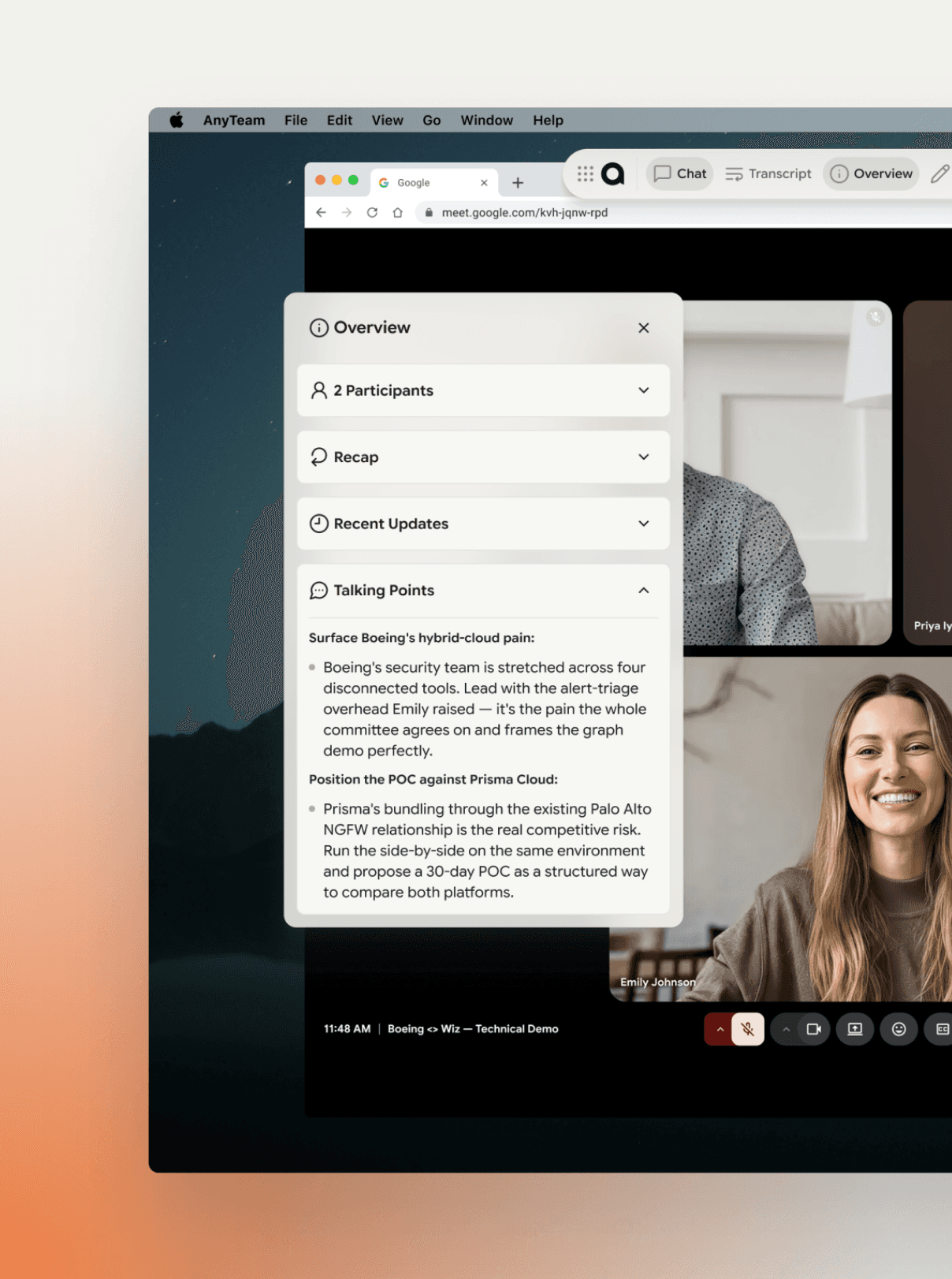 Live call guidance interface