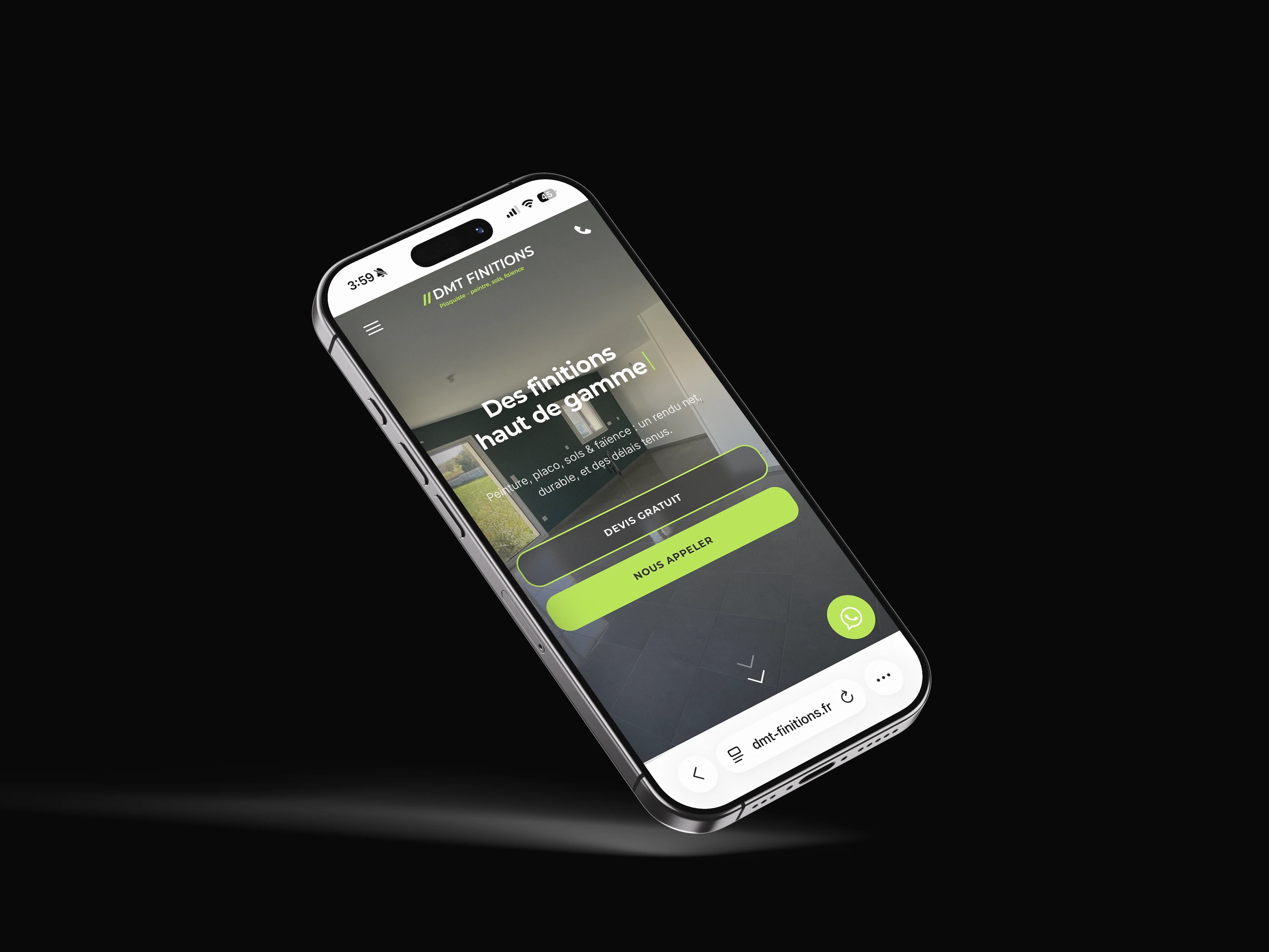 Site web DMT Finitions sur mobile