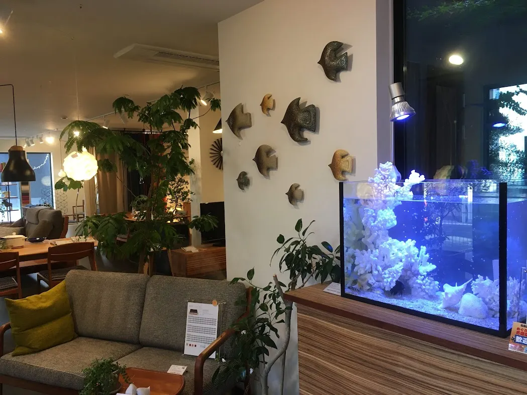 店内に設置された疑似海水水槽