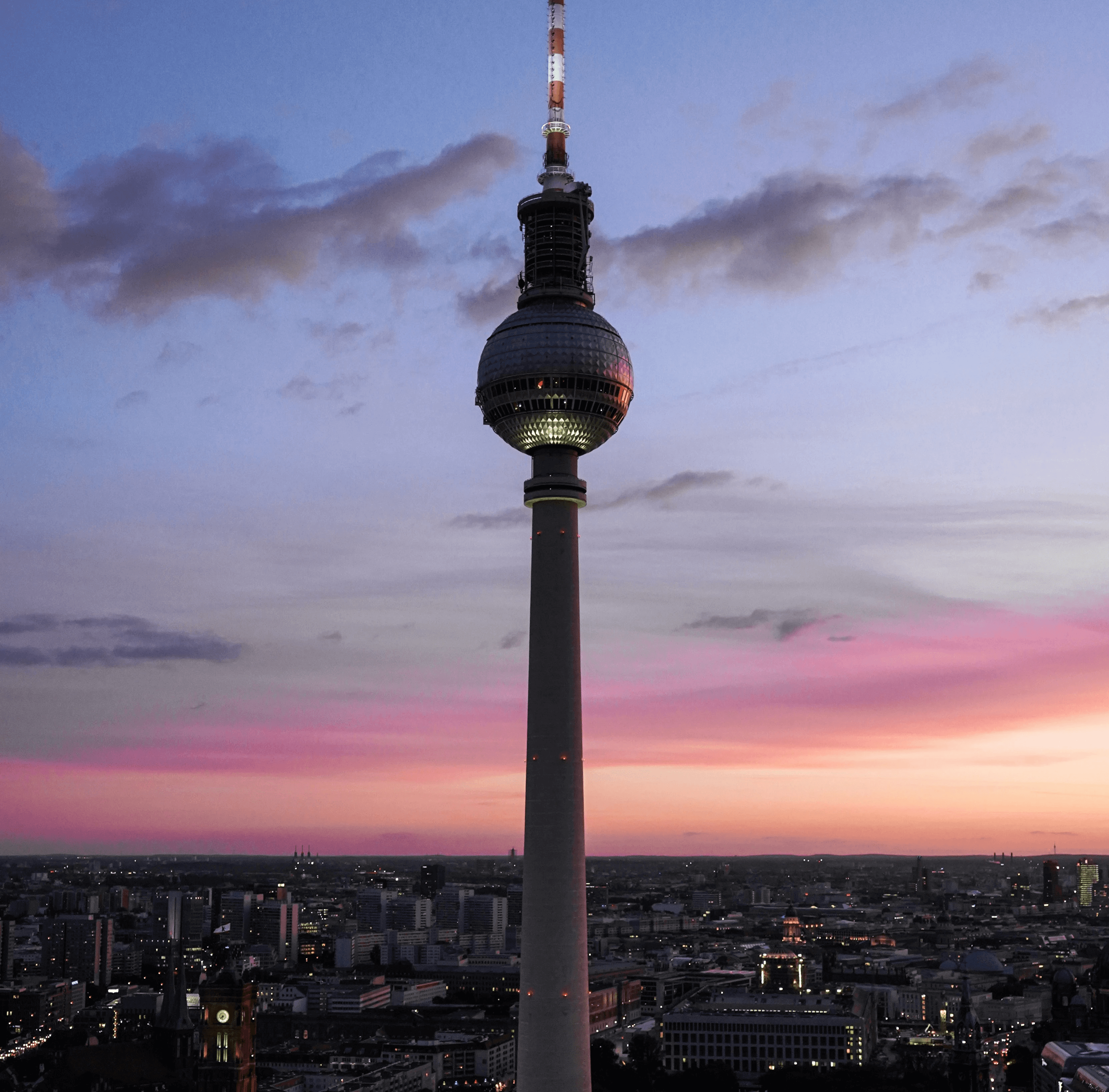 Fernsehturm Berlin in Berlin Germany during night time