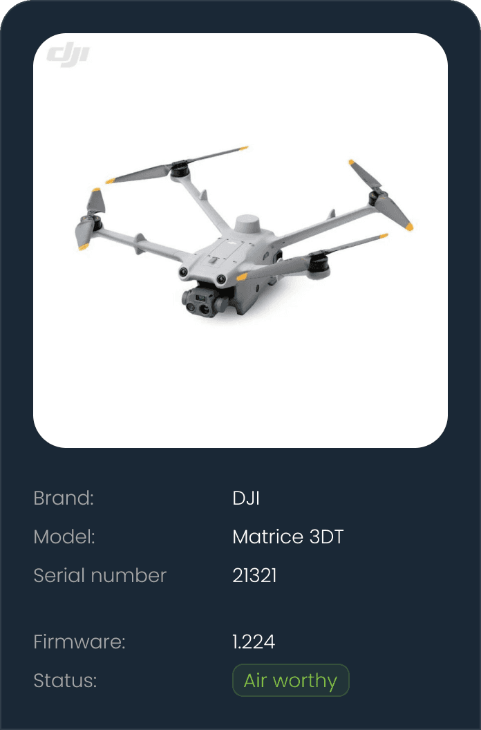 User Interface of the Drone details