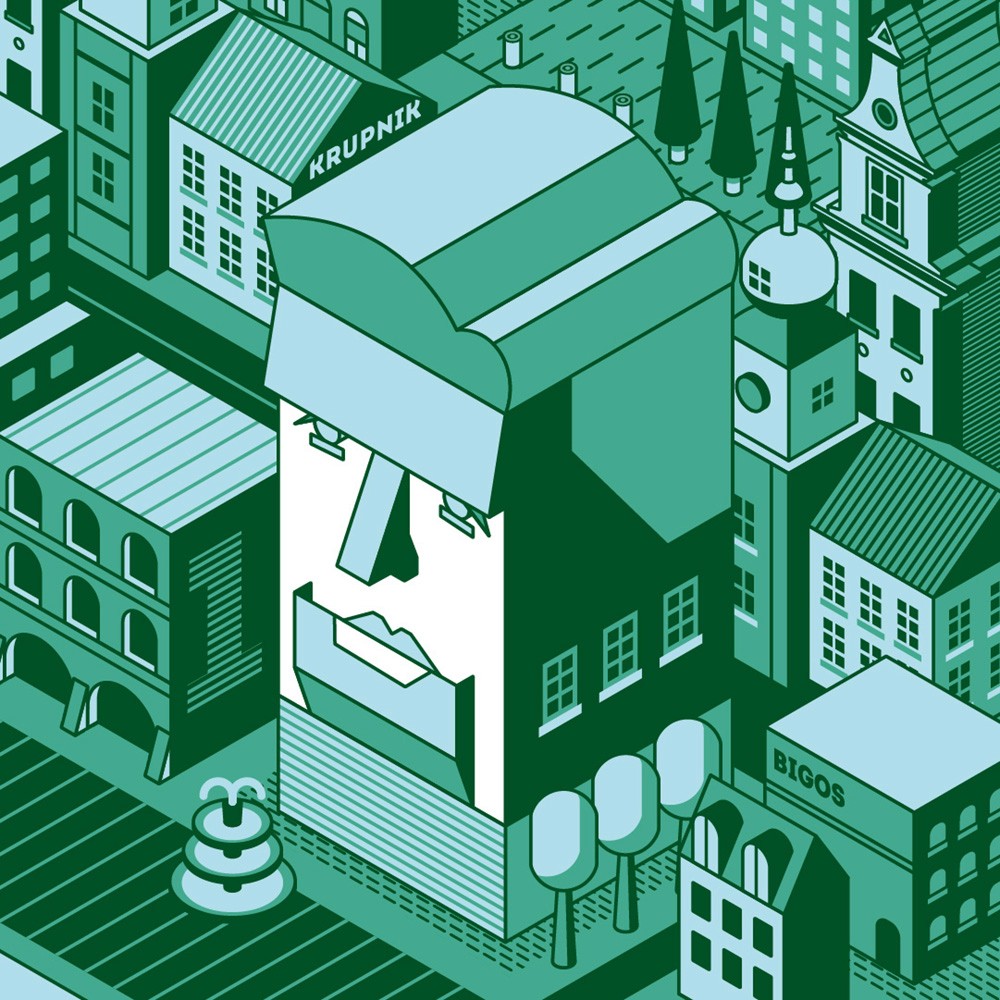 Isometric illustrative portrait of Wojciech Szczesny for the Tschuttiheftli 2021. The style is simple isometric vector illustration.