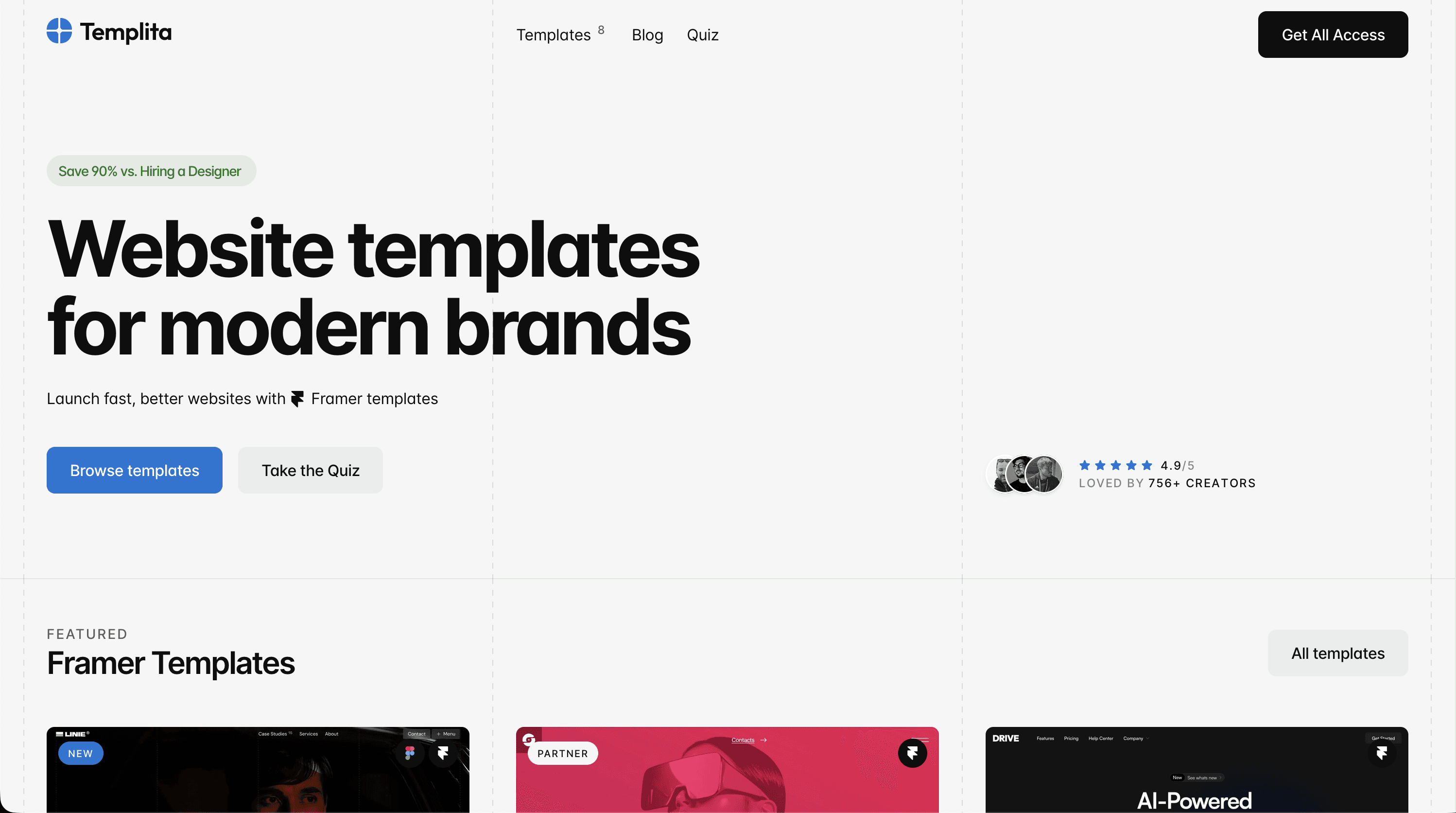 Templita - framer website templates marketplace