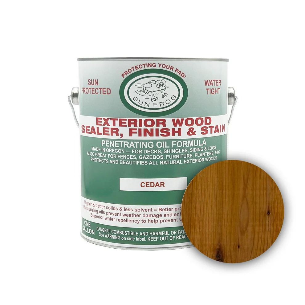 Sun Frog Cedar wood sealer, one-gallon can, stocked at Capital Lumber in Boise