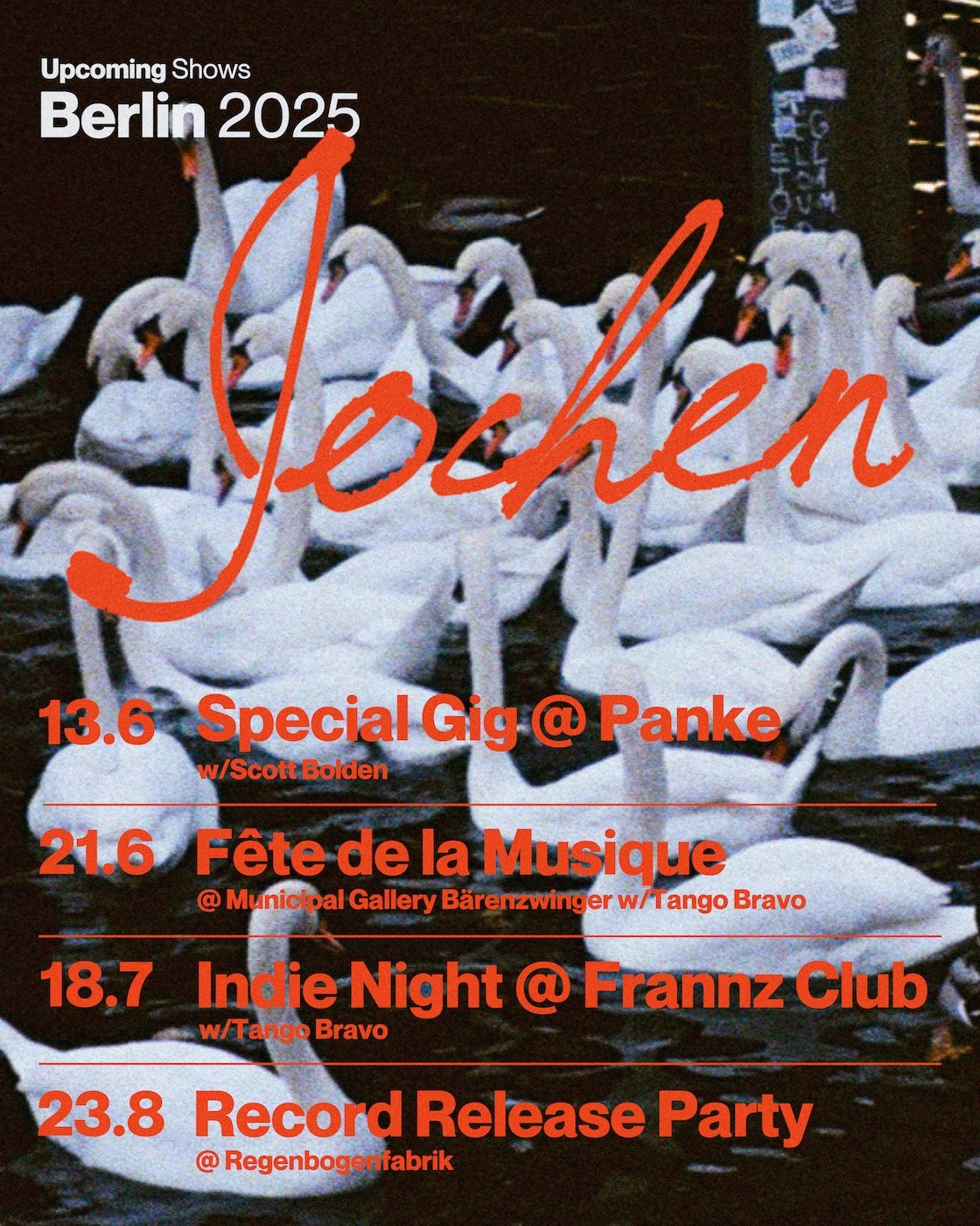 Concert poster design for Jochen punk band tour dates in Berlin