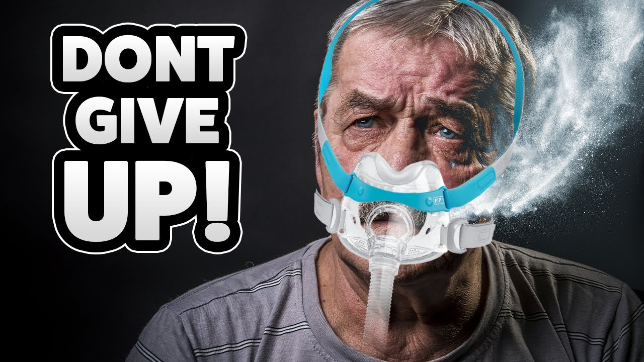 Don't give up image of a man wearing a CPAP mask