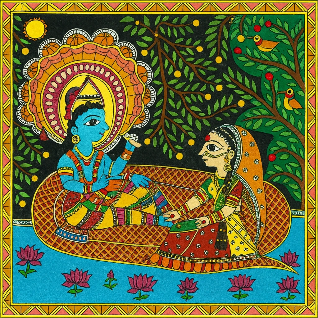 God Vishnu on Sheshnaag